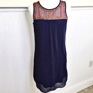by & by Size Medium Navy Sleeveless Mini Dress Tribal Detail Y2K Party Casual